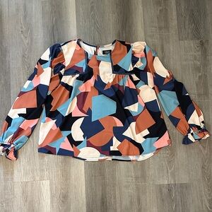 Vici Geometric Multicolor Long Sleeve Blouse